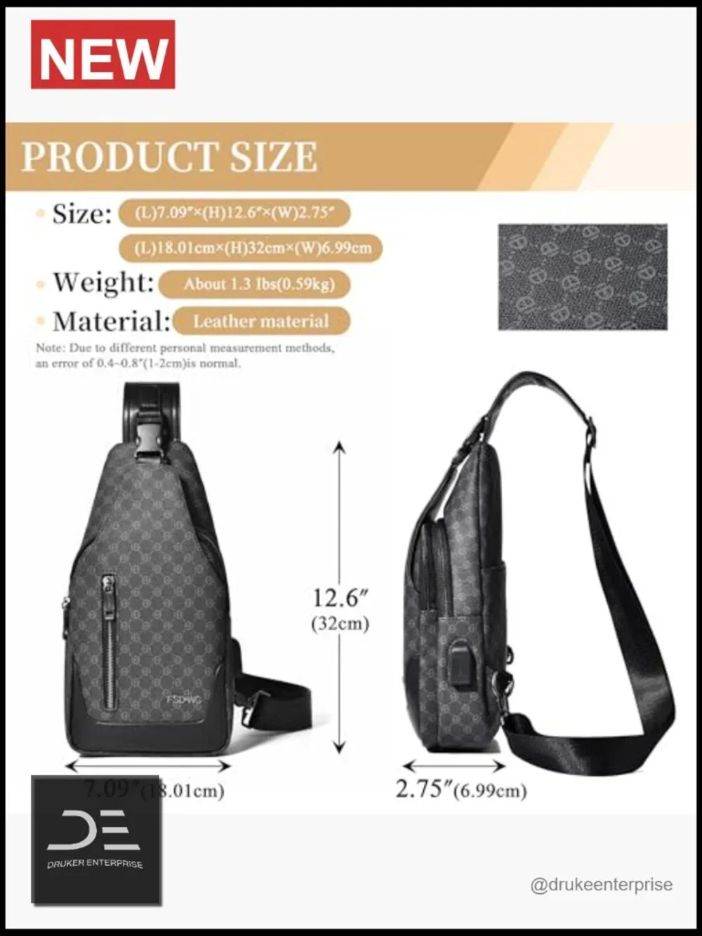 PU Leather Sling Backpack Crossbody Shoulder Bag Travel Hiking